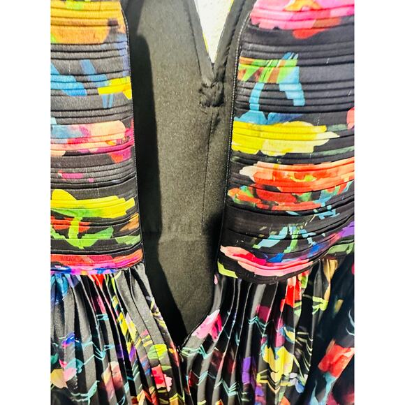 AIIFOS Black Floral A-Line Sleeveless Halter Neck Adrianna Gown size 8 - Picture 10 of 16